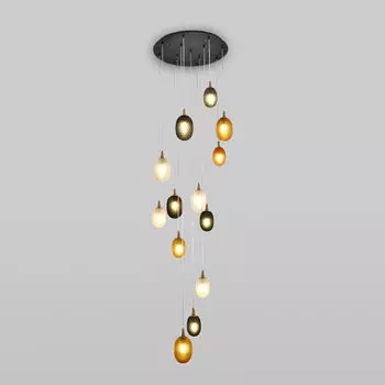 Подвесной светильник со стеклянными плафонами 50266 дымчатый/прозрачный/янтарный