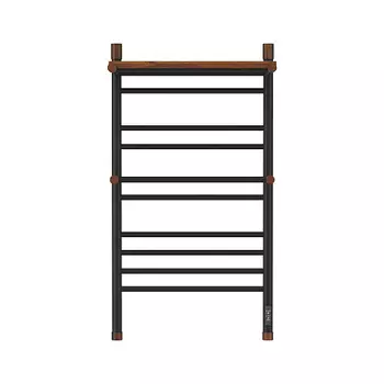 Полотенцесушитель электрический OPADIRIS Палермо OS24359BN с полкой, черный матовый/светлый орех