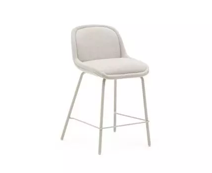 Полубарный стул Aimin из бежевой синели с бежевыми стальными ножками