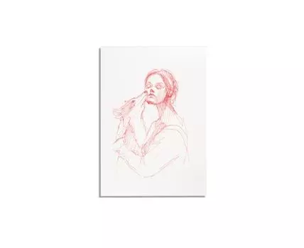 Постер ДЕВУШКА С ЛИСОЙ (Красный, 40)