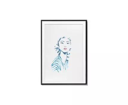 Постер FASHION PORTRAIT (голубой, черный, 70)