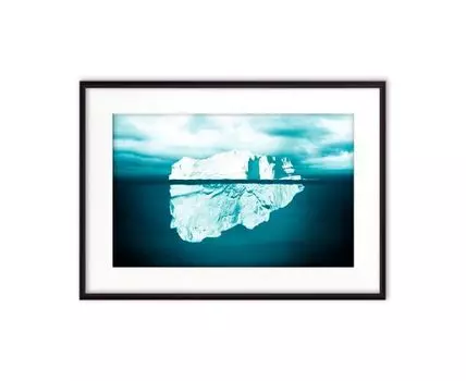 Постер в рамке Айсберг 50х70 см (белый, голубой, 70)