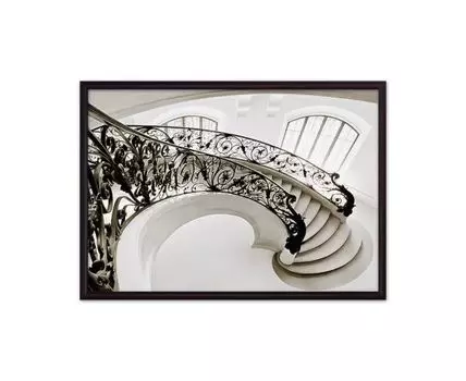 Постер в рамке Ажурная лестница 50х70 см (белый, черный, 70)