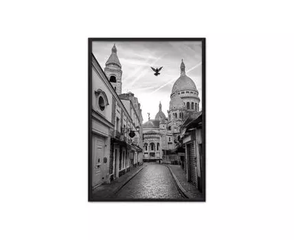 Постер в рамке Базилика Сакре Кер 40х60 см (белый, черный, 60)