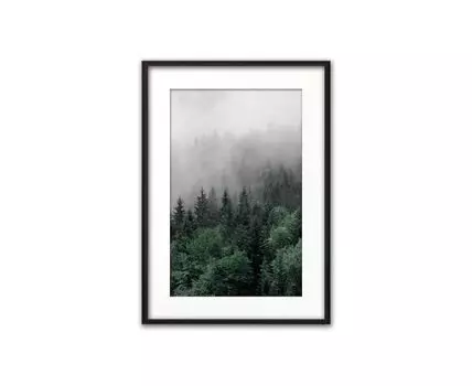 Постер в рамке Бирюзовый лес 50х70 см (Голубой, 70)