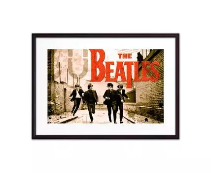 Постер в рамке Битлз 2 30х40 см (бежевый, красный, 40)