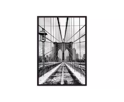 Постер в рамке Бруклинский мост 1 40х60 см (белый, черный, 60)