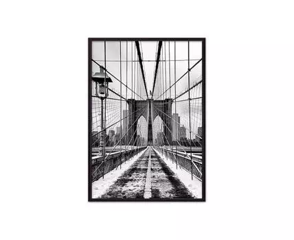 Постер в рамке Бруклинский мост 1 50х70 см (белый, черный, 70)