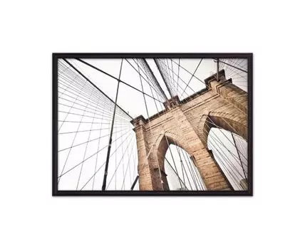 Постер в рамке Бруклинский мост 21х30 см (Бежевый, 30)