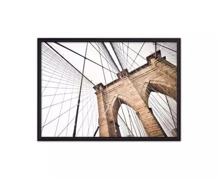 Постер в рамке Бруклинский мост 50х70 см (Бежевый, 70)