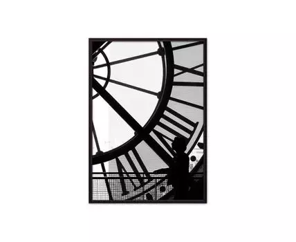 Постер в рамке Часы Париж 40х60 см (белый, черный, 60)