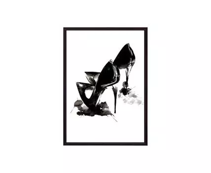 Постер в рамке Черные туфли 21х30 см (белый, черный, 30)