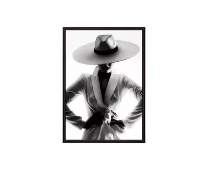 Постер в рамке Девушка в белом 21х30 см (белый, черный, 30)