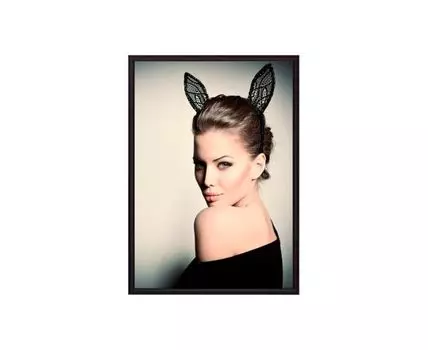 Постер в рамке Девушка-зайчик 40х60 см (Черный, 60)