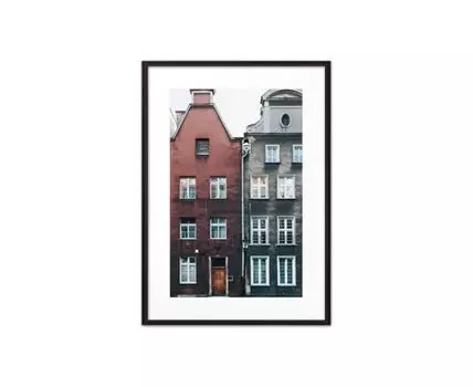Постер в рамке Дома Амстердама 30х40 см (красный, серый, 40)