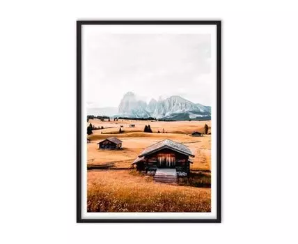 Постер в рамке Домики в горах