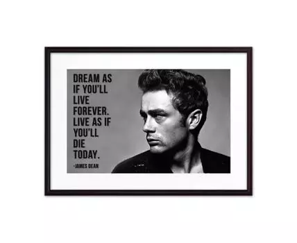 Постер в рамке Джеймс Дин 3 40х60 см (черный, белый, 60)