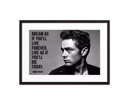 Постер в рамке Джеймс Дин 3 50х70 см (черный, белый, 70)