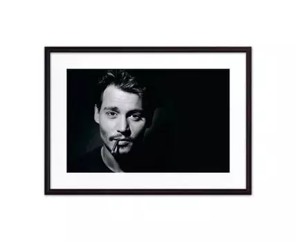 Постер в рамке Джонни Депп 1 21х30 см (черный, белый, 30)