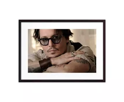 Постер в рамке Джонни Депп 2 50х70 см (Бежевый, 70)