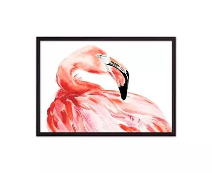 Постер в рамке Фламинго 3 40х60 см (черный, белый, 60)