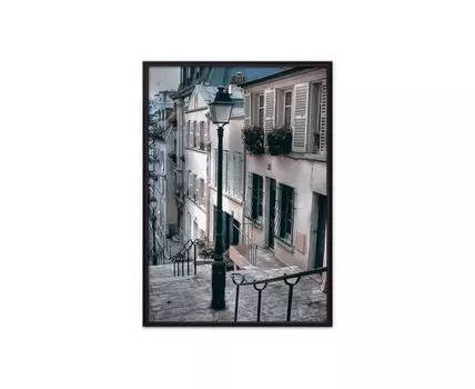 Постер в рамке Фонарь Монмартр 40х60 см (Серый, 60)