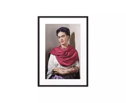 Постер в рамке Фрида Кало 2 50х70 см (белый, розовый, 70)