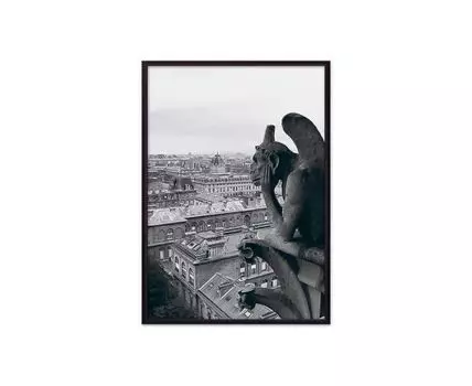 Постер в рамке Гаргулья Нотр-Дам 40х60 см (белый, черный, 60)