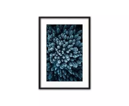 Постер в рамке Голубой лес с высоты 21х30 см (Голубой, 30)