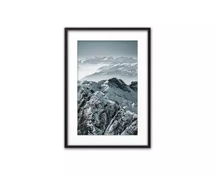 Постер в рамке Горы 1 50х70 см (белый, серый, 70)