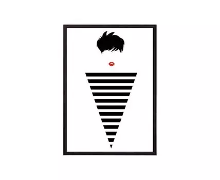 Постер в рамке Графика Силуэт 1 30х40 см (белый, черный, 40)