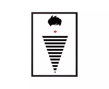 Постер в рамке Графика Силуэт 1 50х70 см (белый, черный, 70)