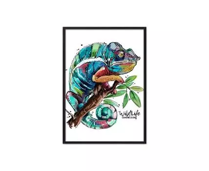 Постер в рамке Хамелеон 50х70 см (Голубой, 70)