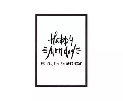 Постер в рамке Happy Monday 21х30 см (белый, черный, 30)