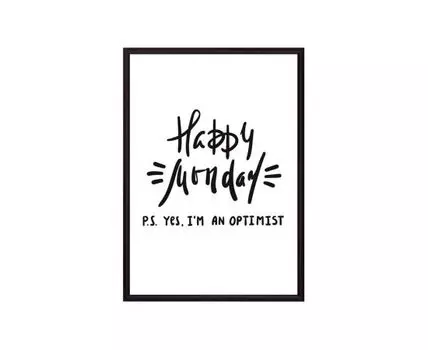 Постер в рамке Happy Monday 40х60 см (белый, черный, 60)