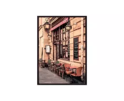 Постер в рамке Кафе в париже 40х60 см (Бежевый, 60)