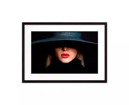 Постер в рамке Красная помада 21х30 см (черный, красный, 30)
