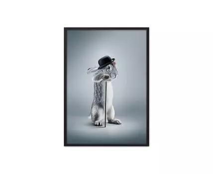 Постер в рамке Кролик с тростью 50х70 см (Серый, 70)