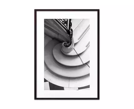 Постер в рамке Круглые ступени ЧБ