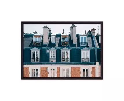 Постер в рамке Крыша дома Париж 40х60 см (голубой, красный, 60)