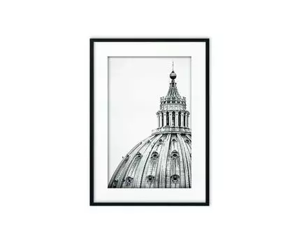 Постер в рамке Купол Собора 50х70 см (белый, черный, 70)