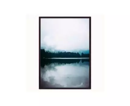 Постер в рамке Лесное озеро 21х30 см (Голубой, 30)