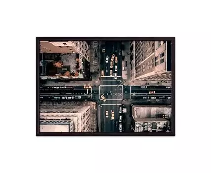 Постер в рамке Манхэттен с высоты 30х40 см (коричневый, серый, 40)