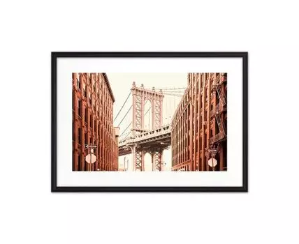 Постер в рамке Манхэттенский мост 21х30 см (Красный, 30)