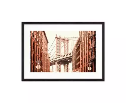 Постер в рамке Манхэттенский мост 30х40 см (Красный, 40)