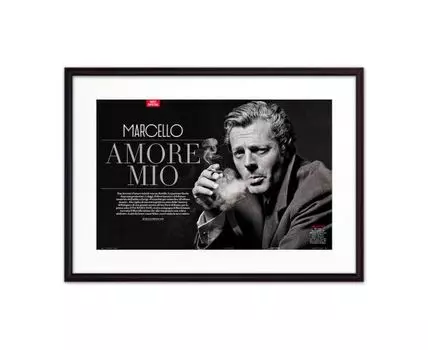 Постер в рамке Марчелло Мастрояни 1 30х40 см (черный, белый, 40)