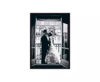 Постер в рамке Молодожены Париж 21х30 см (белый, черный, 30)