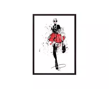 Постер в рамке Набросок Показ мод 2 40х60 см (красный, белый, черный, 60)