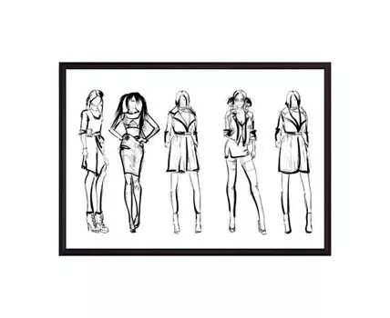 Постер в рамке Набросок Показ мод 3 40х60 см (белый, черный, 60)