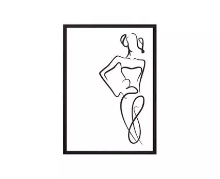 Постер в рамке Набросок Силуэт 1 50х70 см (белый, черный, 70)